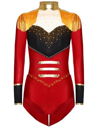 TiaoBug Mädchen Zirkus Direktorin Kostüm Anzug Langarm Tanz Body Mesh Spleiß Trikot mit Röckchen Party Eiskunstlauf Wettbewerb Outfits TiaoBug Mädchen Zirkus Direktorin Kostüm Anzug Langarm Tanz Body Mesh Spleiß Trikot mit Röckchen Party Eiskunstlauf Wettbewerb Outfits von TiaoBug