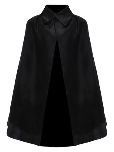 TiaoBug Magier Umhang Cape Dämon Vampir Zauberer Revers Robe für Halloween Cosplay Party Schwarz One Size von TiaoBug
