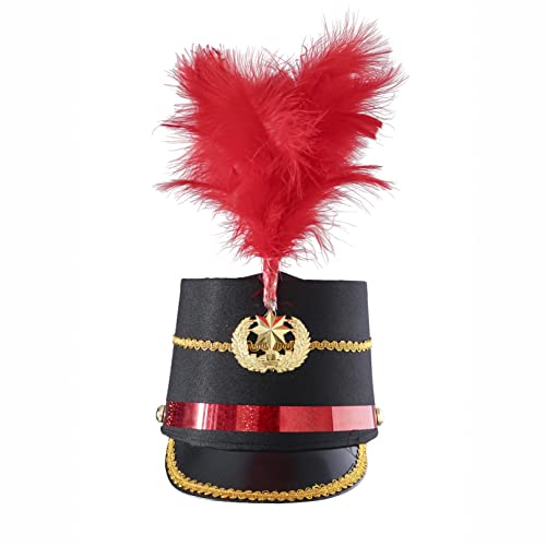 TiaoBug Marschieren Band Uniform Hut für Erwachsene und Kinder - Nussknacker Top Hut Kopfabdeckung für Stage Performance, Fasching, Halloween, Karneval - Schwarz Rot One Size TiaoBug Marschieren Band Uniform Hut für Erwachsene und Kinder - Nussknacker Top Hut Kopfabdeckung für Stage Performance, Fasching, Halloween, Karneval - Schwarz Rot One Size von TiaoBug