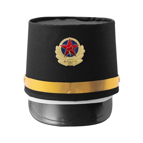 TiaoBug Marschieren Band Uniform Hut für Erwachsene und Kinder - Nussknacker Top Kopfabdeckung für Stage Performance, Fasching, Halloween, Karneval - Schwarz E One Size von TiaoBug