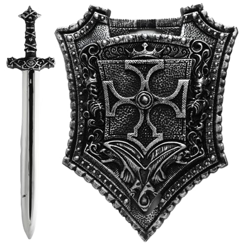 TiaoBug Mittelalterliche Gladiator Schild Schwert Spielzeug Krieger Wikinger Schild Ritter Krieger Cosplay Zubehör Typ B One Size von TiaoBug