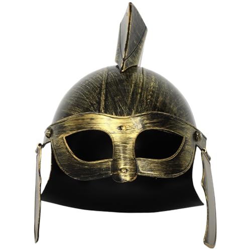 TiaoBug Mittelalterlicher römischer Ritterhelm, griechischer Spartaner-Gladiatorenhelm aus Kunststoff für Maskenball Gold C Einheitsgröße von TiaoBug