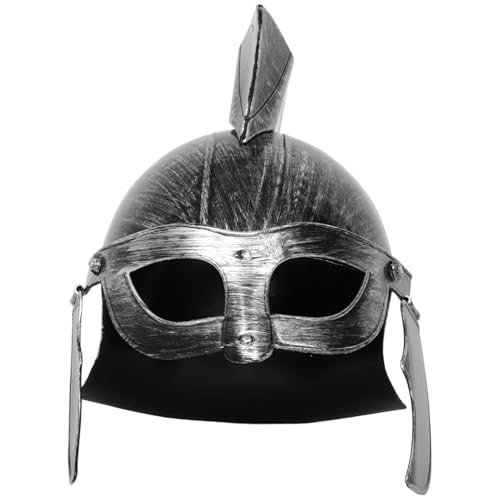TiaoBug Mittelalterlicher römischer Ritterhelm, griechischer Spartaner-Gladiatorenhelm aus Kunststoff für Maskenball Silber C Einheitsgröße von TiaoBug