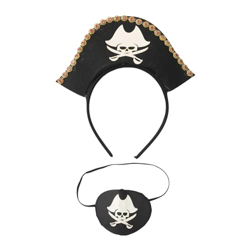 TiaoBug Piratenkostüm Set Piratenhut Stirnbänder Und Augenklappen Halloween Fancy Dress Zubehör Roter Strass Einheitsgröße von TiaoBug