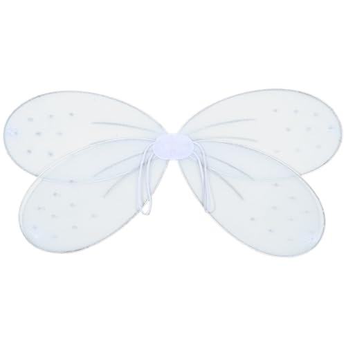 TiaoBug Prinzessin Kostüm Flügel Organza Schmetterling Flügel für Frauen Mädchen Themed Party Kostüm Weiß One Size von TiaoBug