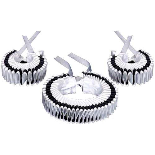 TiaoBug Renaissance Plissee Kragen mit Ärmel Manschetten Viktorianisch Ruffle Halskrause Armbänder Cosplay Mottoparty Typ A One Size TiaoBug Renaissance Plissee Kragen mit Ärmel Manschetten Viktorianisch Ruffle Halskrause Armbänder Cosplay Mottoparty Typ A One Size von TiaoBug