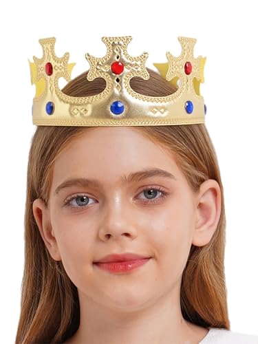 TiaoBug Strasssteine Goldkronen Prinz Prinzessin Goldkrone König Königin Krone Hut Mütze für Halloween Typ C Einheitsgröße von TiaoBug