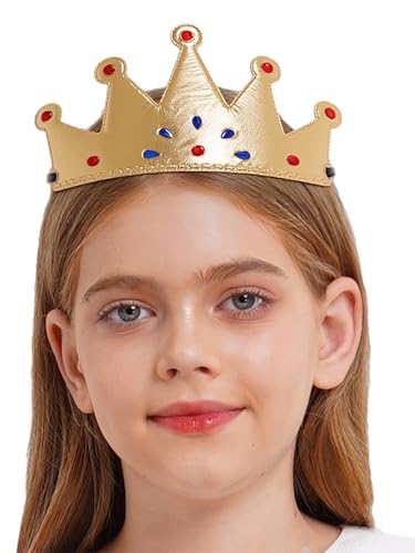 TiaoBug Strasssteine Goldkronen Prinz Prinzessin Goldkrone König Königin Krone Hut Mütze für Halloween Typ F Einheitsgröße von TiaoBug