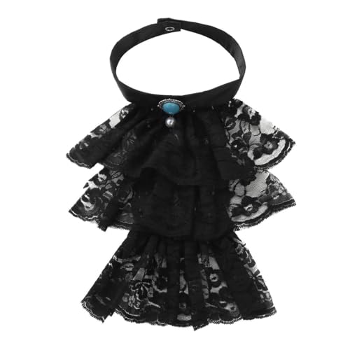 TiaoBug Unisex Abnehmbar Spitzen Jabot Kragen Mittelalter Chiffon Ruffle Halskrause Mottoparty Cosplay Kostüm Zubehör Schwarz B One Size TiaoBug Unisex Abnehmbar Spitzen Jabot Kragen Mittelalter Chiffon Ruffle Halskrause Mottoparty Cosplay Kostüm Zubehör Schwarz B One Size von TiaoBug