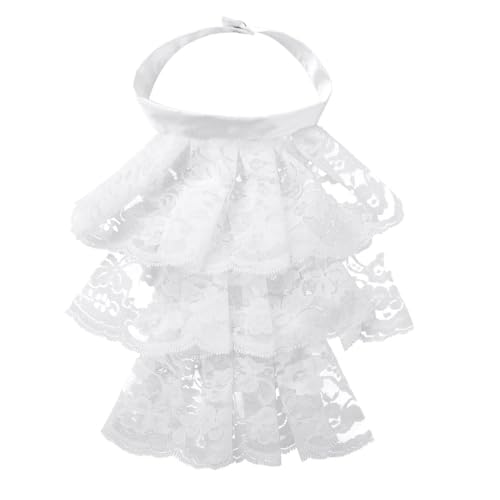 TiaoBug Unisex Abnehmbar Spitzen Jabot Kragen Mittelalter Chiffon Ruffle Halskrause Mottoparty Cosplay Kostüm Zubehör Weiß I One Size TiaoBug Unisex Abnehmbar Spitzen Jabot Kragen Mittelalter Chiffon Ruffle Halskrause Mottoparty Cosplay Kostüm Zubehör Weiß I One Size von TiaoBug