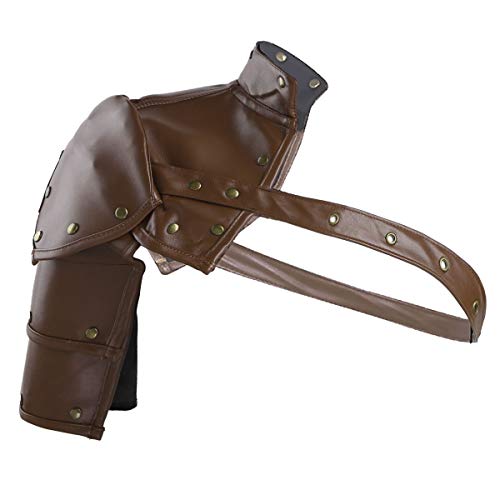 TiaoBug Unisex Kunstleder Schulter Rüstung Brust Harness Mittelalterliche Schulter Panzer Gladiator Soldaten Schulterschutz Halloween Karneval Dree Up Braun A One Size von TiaoBug