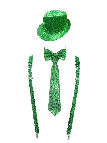 TiaoBug Unisex Pailletten Hosenträger Zauberer Hut und Glitzer Krawatte Fliege Gentleman Anzug Sakko Uniform Kleidung Zubehör Gentleman Hochzeit Party Kostüm Grün Einheitsgröße TiaoBug Unisex Pailletten Hosenträger Zauberer Hut und Glitzer Krawatte Fliege Gentleman Anzug Sakko Uniform Kleidung Zubehör Gentleman Hochzeit Party Kostüm Grün Einheitsgröße von TiaoBug