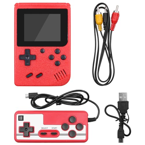 Tiardey Handheld-Spielekonsole, tragbare Retro-Konsole mit 400 klassischen Spielen, 3-Zoll-Farbbildschirm, Unterstützung für Zwei-Spieler-Spiele (rot) von Tiardey