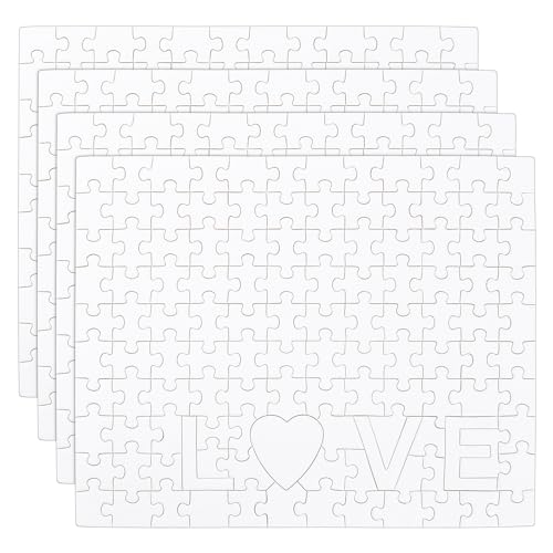 Tibapla 4 Stück Leeres Puzzle Weiß, Blanko Puzzle zum Bemalen Weißes Puzzle mit Brief Love, Puzzle Personalisiert DIY Puzzles für Geburtstag Aktivität Party Geschenke DIY Bastelarbeiten, 25 x 20 cm von Tibapla