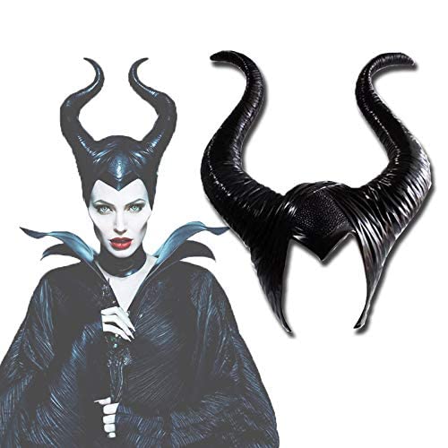 Tibroni Halloween Maleficent Kostüm, Teufelshörner Haarreif Schwarz Stirnband Hörner, Hexenhut aus Latex, Maleficent Hat Böswilliges Cosplay Unisex Einheitsgröße von Tibroni