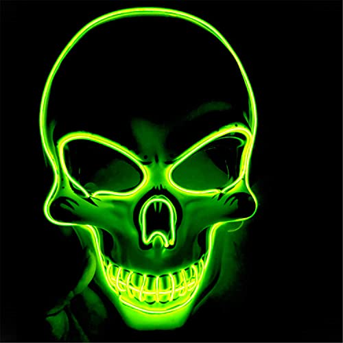 Tibroni Halloween Maske, Led Skelett Maske Leuchten Maske Gruseligsten Halloween-Maske für Erwachsene, Männer und Frauen (Grün) von Tibroni