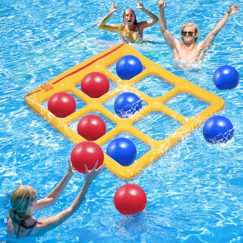 TicTac Shot Poolspielzeug-Spiele-Set, Tic Tac Toe, aufblasbares Pool-Spielzeug mit 10 Bällen, für Erwachsene, Teenager, Kinder, 2–10 Spieler TicTac Shot Poolspielzeug-Spiele-Set, Tic Tac Toe, aufblasbares Pool-Spielzeug mit 10 Bällen, für Erwachsene, Teenager, Kinder, 2–10 Spieler von TicTac Shot