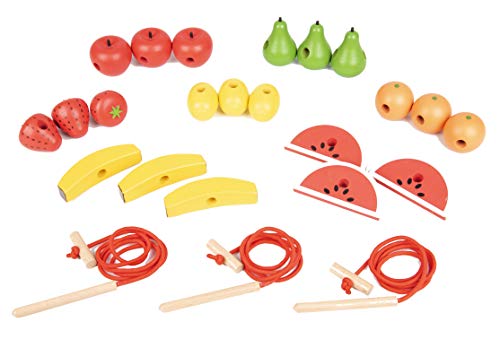 TickiT 74015 Wooden Fruits Set of 21 with 3 Laces von TickiT