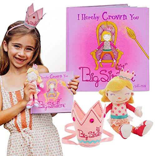 Tickle & Main Big Sister Geschenk-Set, Neue Baby-Geschenk, ich hiermit Crown You Big Sister Buch, Puppe, und Kind Größe Krone Tickle & Main Big Sister Geschenk-Set, Neue Baby-Geschenk, ich hiermit Crown You Big Sister Buch, Puppe, und Kind Größe Krone von Tickle & Main