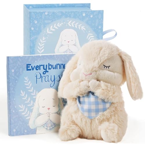 Tickle & Main Everybunny Prays, Geschenkset für Babys und Kleinkinder mit betendem Hasen mit Musik und Gebetbuch in Erinnerungsbox, Jungen, Blau Tickle & Main Everybunny Prays, Geschenkset für Babys und Kleinkinder mit betendem Hasen mit Musik und Gebetbuch in Erinnerungsbox, Jungen, Blau von Tickle & Main
