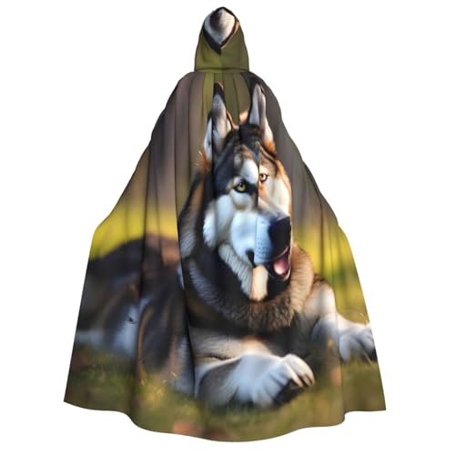 Kapuzenumhang mit Husky-Hunde-Aufdruck, für Erwachsene, für Halloween, Weihnachten, Party, Cosplay Kapuzenumhang mit Husky-Hunde-Aufdruck, für Erwachsene, für Halloween, Weihnachten, Party, Cosplay von TietYaer