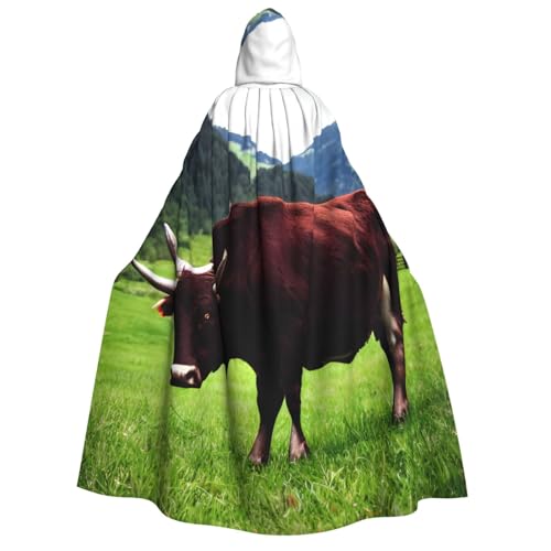 Kapuzenumhang mit echter Schweizer Kuh, brauner Druck, für Erwachsene, für Halloween, Weihnachten, Party Kapuzenumhang mit echter Schweizer Kuh, brauner Druck, für Erwachsene, für Halloween, Weihnachten, Party von TietYaer