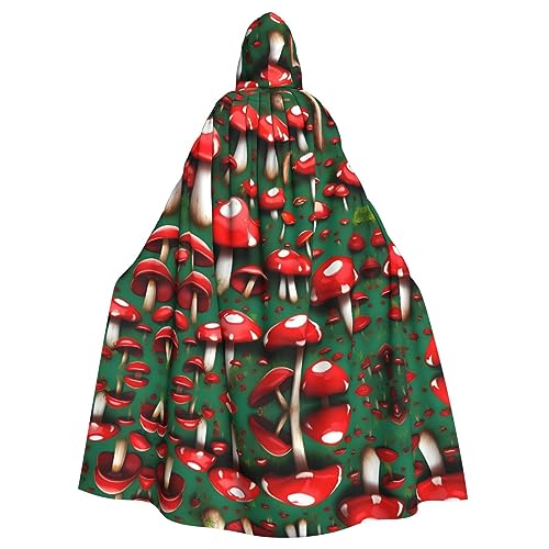 Rote Mütze mit Pilzdruck, Halloween-Kapuzenumhang, Halloween-Kostüm, Cosplay, Hexenumhang für Erwachsene, Herren, Damen, Schwarz, Einheitsgröße von TietYaer