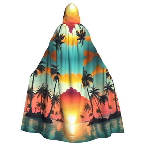 Sunrise Tropical Palm Tree Island Print Halloween Hooded Cloak Hooded Cape Halloween Costume Cosplay Witch Cape for Adult Men Women Black, Schwarz, Einheitsgröße Sunrise Tropical Palm Tree Island Print Halloween Hooded Cloak Hooded Cape Halloween Costume Cosplay Witch Cape for Adult Men Women Black, Schwarz, Einheitsgröße von TietYaer