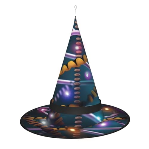 TietYaer DNA Kette Fotodruck Halloween Hexenhut Hexen Zauberer Cosplay LED Licht Halloween Dekor Kegel Hexenhut Erwachsene von TietYaer