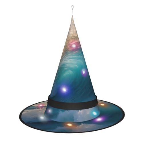 TietYaer Halloween-Hexenhut mit Ozean- und Meereswellen-Druck, LED-Hexenhut für Erwachsene TietYaer Halloween-Hexenhut mit Ozean- und Meereswellen-Druck, LED-Hexenhut für Erwachsene von TietYaer
