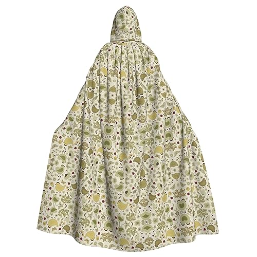 TietYaer Halloween-Kapuzenumhang mit gelben Blättern, Hühner-Druck, Halloween-Kostüm, Cosplay, Hexenumhang für Erwachsene, Männer und Frauen, Schwarz, Einheitsgröße von TietYaer