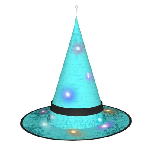 TietYaer Hexenhut, Hexenhut, Hexenhut, Cosplay, LED-Licht, Halloween-Dekoration, Kegel, Hexenhut, Erwachsene, Blaugrün von TietYaer