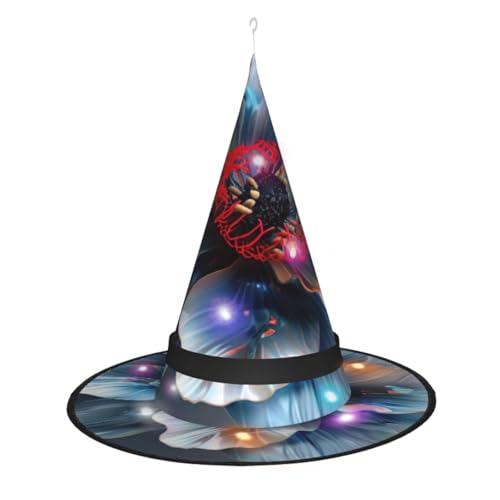 TietYaer Hexenhut 3D Blumendruck Halloween Hexenhut Hexenhut Halloween Hexenhut Cosplay Halloween Dekoration Kegelhut Hexenhut für Erwachsene von TietYaer