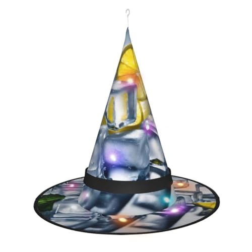 TietYaer Hexenhut Gelb Zitrone Druck Halloween Hexe Cosplay LED Halloween Dekoration Hexenhut für Erwachsene von TietYaer