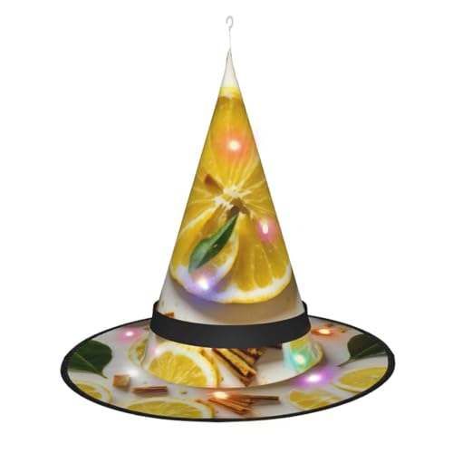 TietYaer Hexenhut Gelb Zitrone Druck Halloween Hexe Cosplay LED Halloween Dekoration Hexenhut für Erwachsene TietYaer Hexenhut Gelb Zitrone Druck Halloween Hexe Cosplay LED Halloween Dekoration Hexenhut für Erwachsene von TietYaer