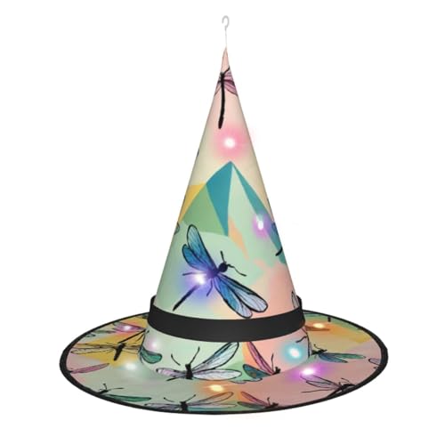 TietYaer Hexenhut mit Libellen-Druck, Halloween, Hexenhut, Zauberer, Cosplay, LED-Licht, Halloween-Dekoration, Kegel, Hexenhut für Erwachsene TietYaer Hexenhut mit Libellen-Druck, Halloween, Hexenhut, Zauberer, Cosplay, LED-Licht, Halloween-Dekoration, Kegel, Hexenhut für Erwachsene von TietYaer