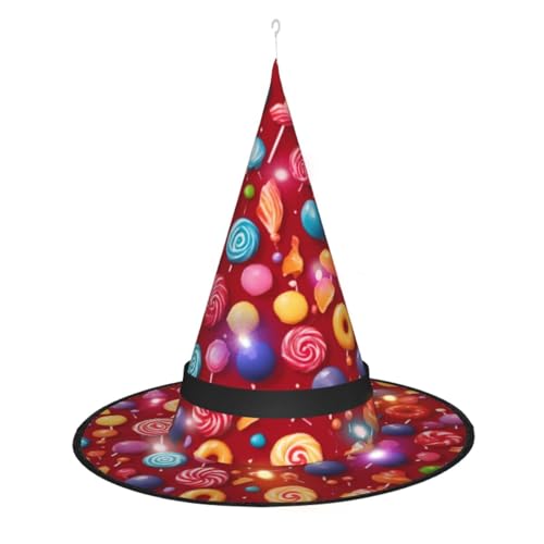 TietYaer Hexenhut mit Lutscher-Druck, Halloween, Hexenhut, Zauberer, Cosplay, LED-Licht, Halloween-Dekoration, Kegel, Hexenhut für Erwachsene TietYaer Hexenhut mit Lutscher-Druck, Halloween, Hexenhut, Zauberer, Cosplay, LED-Licht, Halloween-Dekoration, Kegel, Hexenhut für Erwachsene von TietYaer
