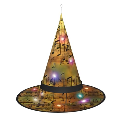 TietYaer Hexenhut mit Musiknoten-Aufdruck Halloween Hexe Hexe Cosplay LED Halloween Dekoration Hexenhut für Erwachsene TietYaer Hexenhut mit Musiknoten-Aufdruck Halloween Hexe Hexe Cosplay LED Halloween Dekoration Hexenhut für Erwachsene von TietYaer