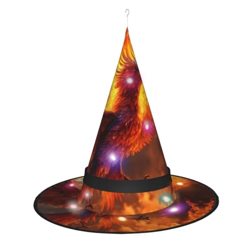 TietYaer Hexenhut mit Phönix-Druck für Halloween, Hexe, Cosplay, Halloween-Dekoration, konischer Hexenhut für Erwachsene TietYaer Hexenhut mit Phönix-Druck für Halloween, Hexe, Cosplay, Halloween-Dekoration, konischer Hexenhut für Erwachsene von TietYaer