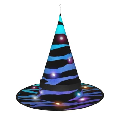 TietYaer Hexenhut mit Zebrastreifen, Halloween, Hexenhut, Hexenhut, Cosplay, LED-Licht, Halloween-Dekoration, Kegel, Hexenhut, Erwachsene, Violett / Blau / Grün TietYaer Hexenhut mit Zebrastreifen, Halloween, Hexenhut, Hexenhut, Cosplay, LED-Licht, Halloween-Dekoration, Kegel, Hexenhut, Erwachsene, Violett / Blau / Grün von TietYaer