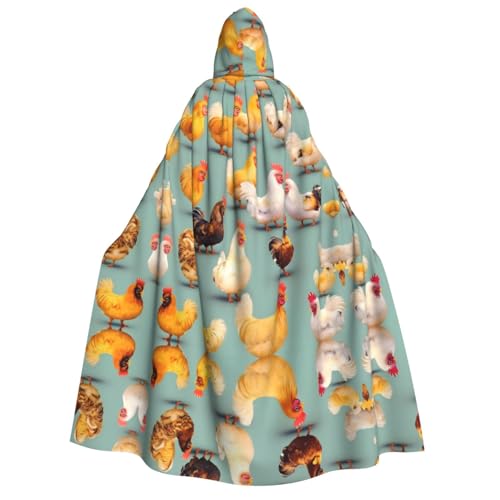 TietYaer Kapuzenumhang mit niedlichem Huhn-Motiv, für Erwachsene, Halloween, Kapuzenumhang, Weihnachten, Party, Cosplay, Kostüme, Schwarz, Schwarz, Einheitsgröße von TietYaer
