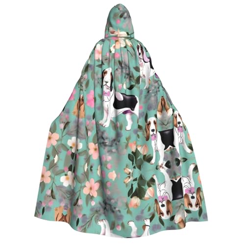 TietYaer Kapuzenumhang mit süßem Basset-Hound-Blumendruck, für Erwachsene, Halloween, Kapuzenumhang TietYaer Kapuzenumhang mit süßem Basset-Hound-Blumendruck, für Erwachsene, Halloween, Kapuzenumhang von TietYaer