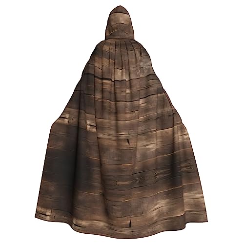 TietYaer Rustikaler alter Scheunen-Holzdruck, Halloween-Kapuzenumhang, Halloween-Kostüm, Cosplay, Hexenumhang für Erwachsene, Herren, Damen, Schwarz, Schwarz, Einheitsgröße von TietYaer