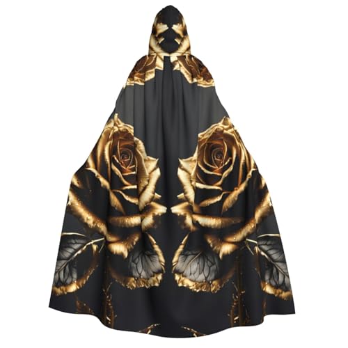 TietYaer Schwarzer und goldener Blumen-Aufdruck, Erwachsenen-Umhang mit Kapuze, Umhang mit Kapuze, Umhang mit Kapuze, Halloween, Weihnachtsfeier TietYaer Schwarzer und goldener Blumen-Aufdruck, Erwachsenen-Umhang mit Kapuze, Umhang mit Kapuze, Umhang mit Kapuze, Halloween, Weihnachtsfeier von TietYaer