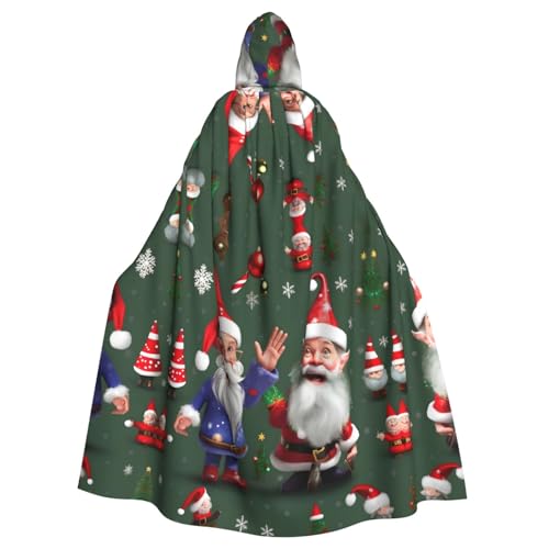 TietYaer Weihnachtlicher skurriler Zwergen-Druck, Halloween-Kapuzenumhang, Halloween-Kostüm, Cosplay, Hexenumhang für Erwachsene, Herren, Damen, Schwarz, Schwarz, Einheitsgröße von TietYaer