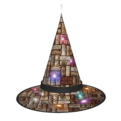 TietYaer Weinkorkdruck, Halloween, Hexenhut, Hexenhut, Zauberer, Cosplay, LED-Licht, Halloween-Dekoration, Kegel, Hexenhut, Erwachsene TietYaer Weinkorkdruck, Halloween, Hexenhut, Hexenhut, Zauberer, Cosplay, LED-Licht, Halloween-Dekoration, Kegel, Hexenhut, Erwachsene von TietYaer