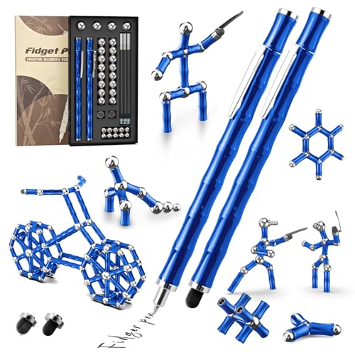 Tigerhu Fidget Pen, Magnetstift Kugelschreiber Personalisierte Geschenke für Männer, Lustige Magnet Stift Geburtstagsgeschenk für Anti Stress Spielzeug für Teenager Kinder Vatertagsgeschenk-Blau von Tigerhu