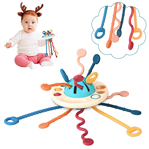 Tigerhu Montessori Spielzeug ab 1 2 3 Sensorisches Baby Spielzeug Motorikspielzeug, Kinderwagenspielzeug UFO-Aktivitätsspielzeug aus Silikon in Lebensmittelqualität für Jungen oder Mädchen von Tigerhu