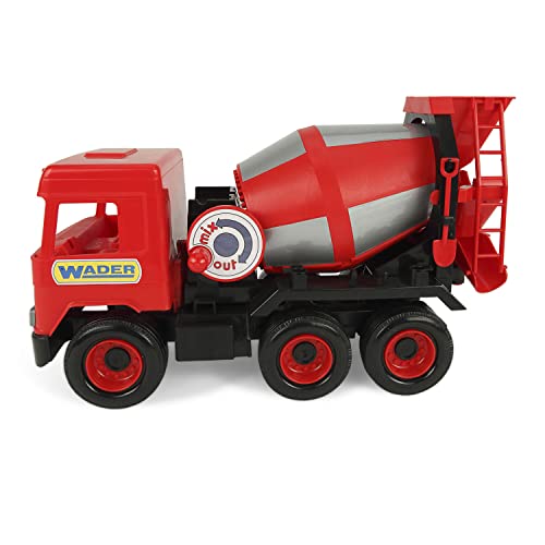 Wader 32114 Middle Truck Betonmischer im Karton, Rot, Einheitsgröße von Wader