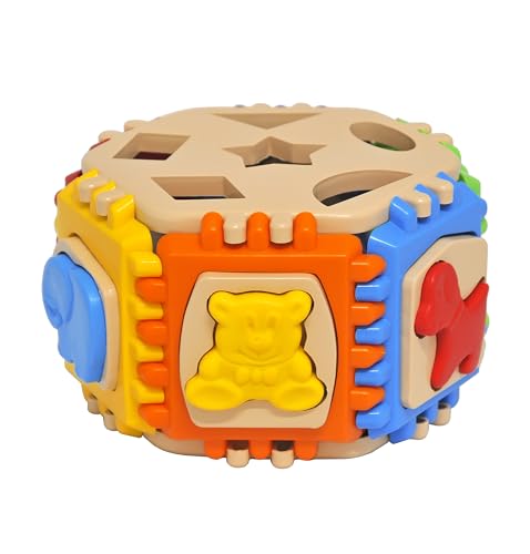 Tigres Motorikwürfel, Lernspielzeug für Kinder ab 1 Jahr, Sortierspiel mit 32 Teilen, Steckwürfel mit Tierfiguren, Motorikspielzeug zur Förderung der Feinmotorik, Montessori von Tigres